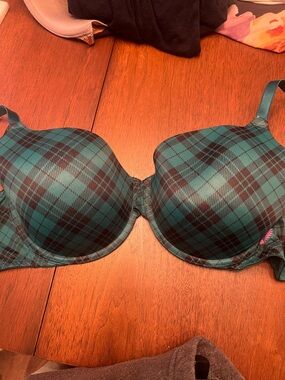 PINK Victoria's Secret Teal Plaid T-Shirt Bra